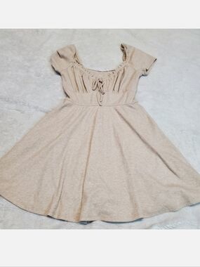 Lush Cream Knit Mini Dress Skort Small Peasant Milkmaid‎ Coquette Cottagecore